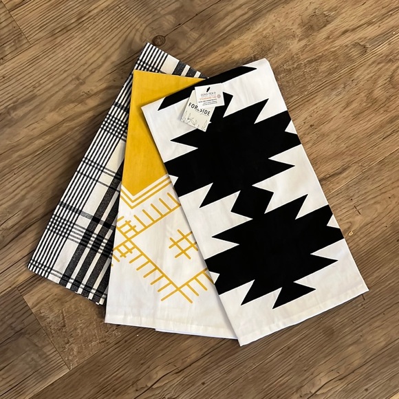 Foreside Home & Garden Set of 3 Abstract/Plaid Woven Kitchen Tea Towels 18”x27” - Picture 1 of 10